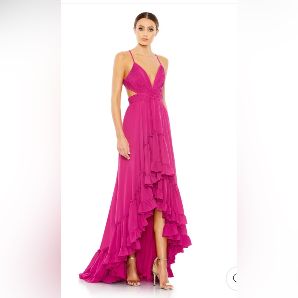 Mac Duggal Fuchsia Ruffled High-Low Prom Dress